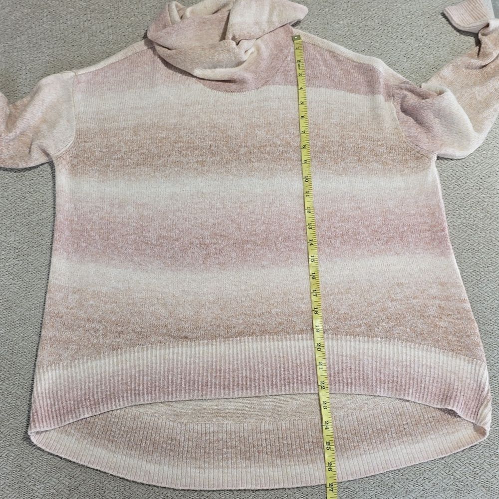 American Eagle Ombre Stripes Cream Mauve Tan Pink Cowl Neck Oversized Sweater-XS - Picture 5 of 13